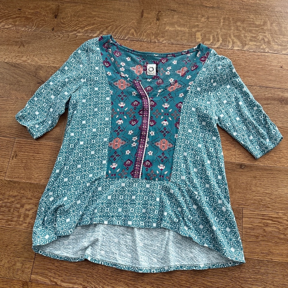 Anthropology Akemi + Kin 3/4 Length Sleeve Shirt, Size L